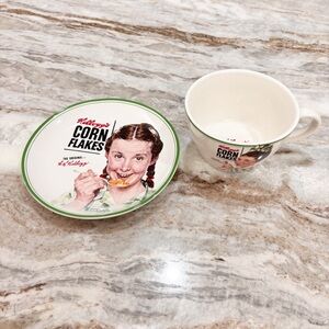 2013 Kellogg's Corn Flakes 5" Cereal Mug Bowl, 7¾" Plate w/Norman Rockwell Art